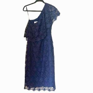 Nanette Lepore Navy Blue One Shoulder Dress Womens Size 8